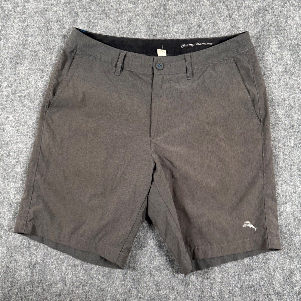 Tommy Bahama Shorts Size 32 Gray Marlin Logo Isles Chino Casual Summer Men's